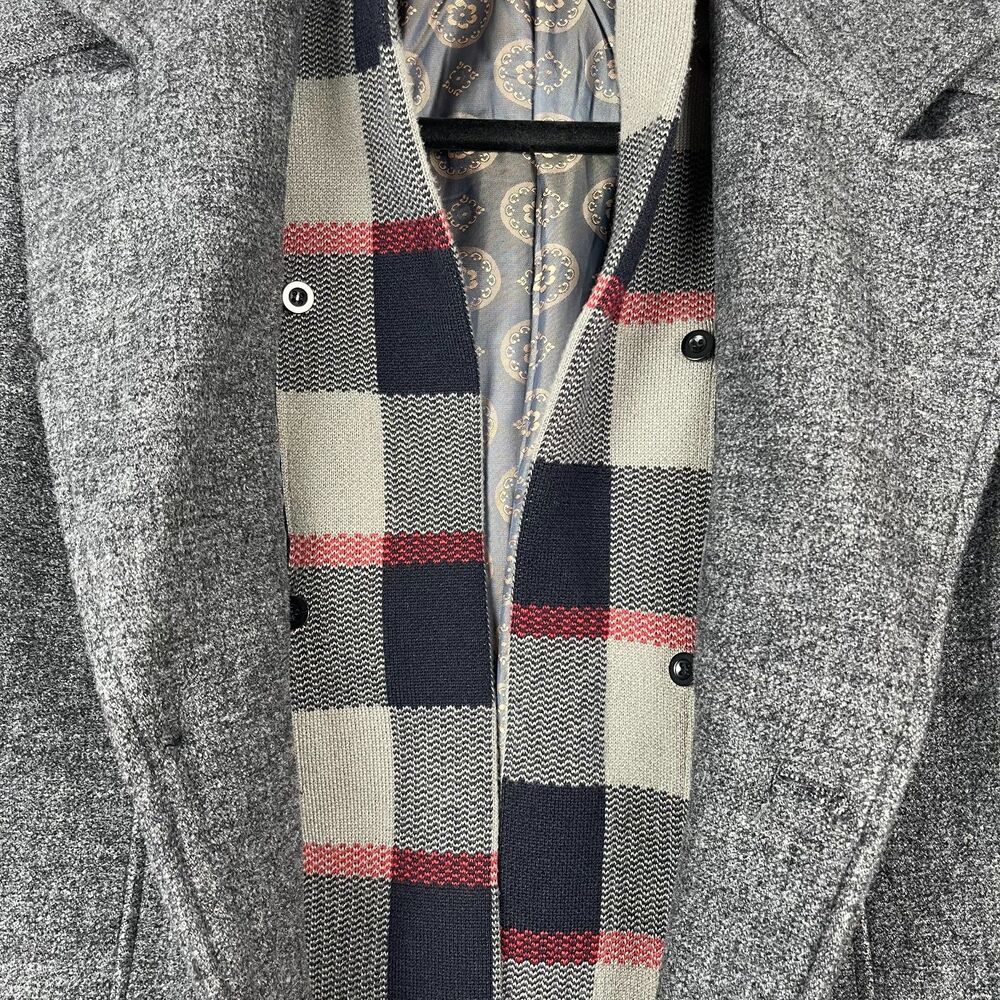 Playboy Men's Coat Medium Gray Wool Blend Button Front Lined Classic Overcoat - Picture 5 of 11